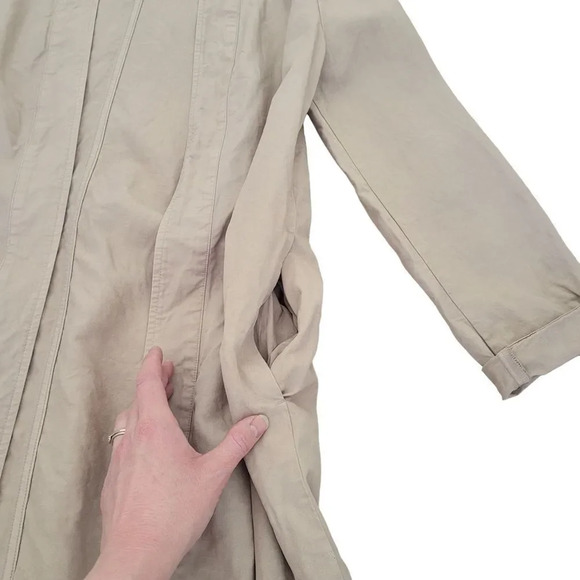 Eileen Fisher tencel linen kimono duster jacket light beige khaki small - Picture 7 of 16